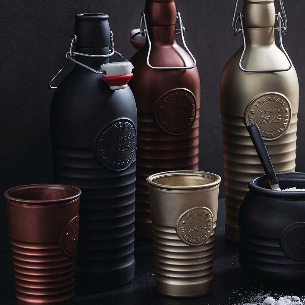 Bormioli rocco officina metallic water glass set of 4 - 30cl